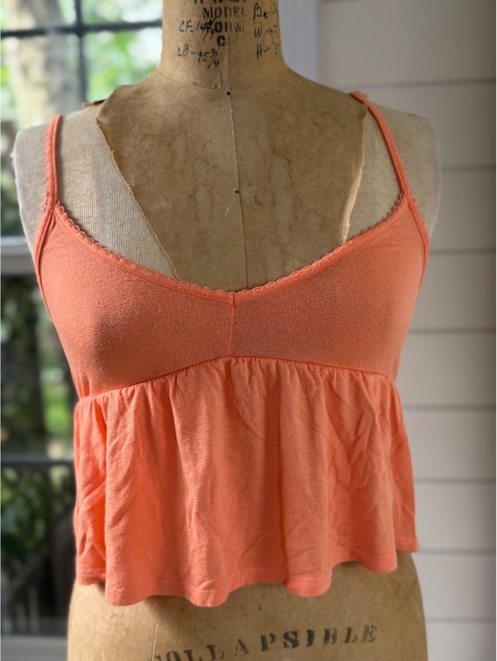 Me to We Julie Babydoll Cami Tank Top  Melon Color Women’s SM Peplum Coquette